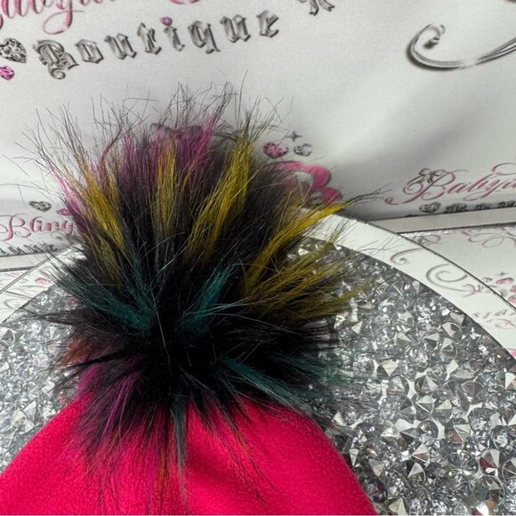 Screamer hat toque beanie Pom Pom multicolor fluff ball pink fleece winter hat main image 6